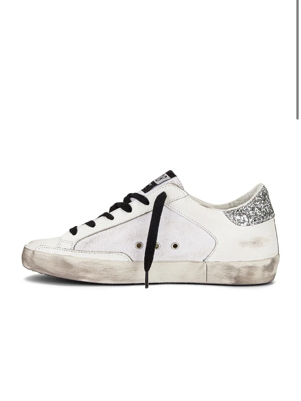 Golden Goose White Sneakers with Hot Pink Star and Black Laces